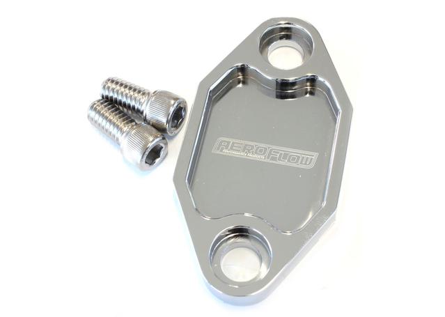 Aeroflow AF64-2029C Billet Fuel Pump Block Off Plate Chrome Suits Holden 308