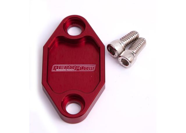 Aeroflow AF64-2029R Billet Fuel Pump Block Off Plate Red Suits Holden 308