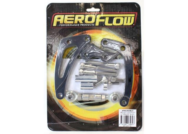 Aeroflow AF64-4004BLK Black Low Mount Alt Brack Left Side SWP Black Fits SBC