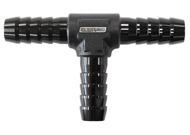 Aeroflow AF64-4203BLK Aluminium T Piece 6mm / 1/4" Black Tee Piece AF64-4203BLK