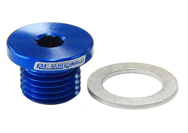 Aeroflow AF814-M12-01 Metric Port Plug M12 X 1.25 Blue Low Profile Hex Plug