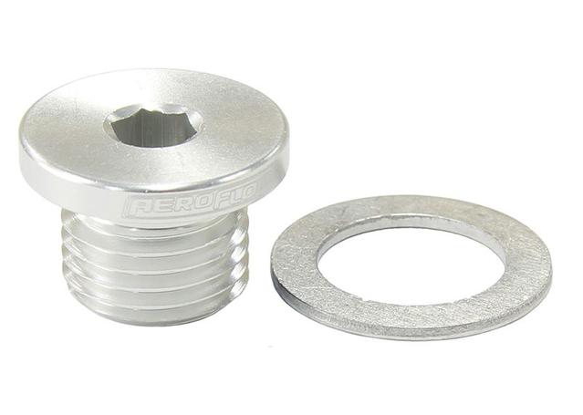 Aeroflow AF814-M12-01S Metric Port Plug M12 X 1.25 Silver Low Profile Hex Plug