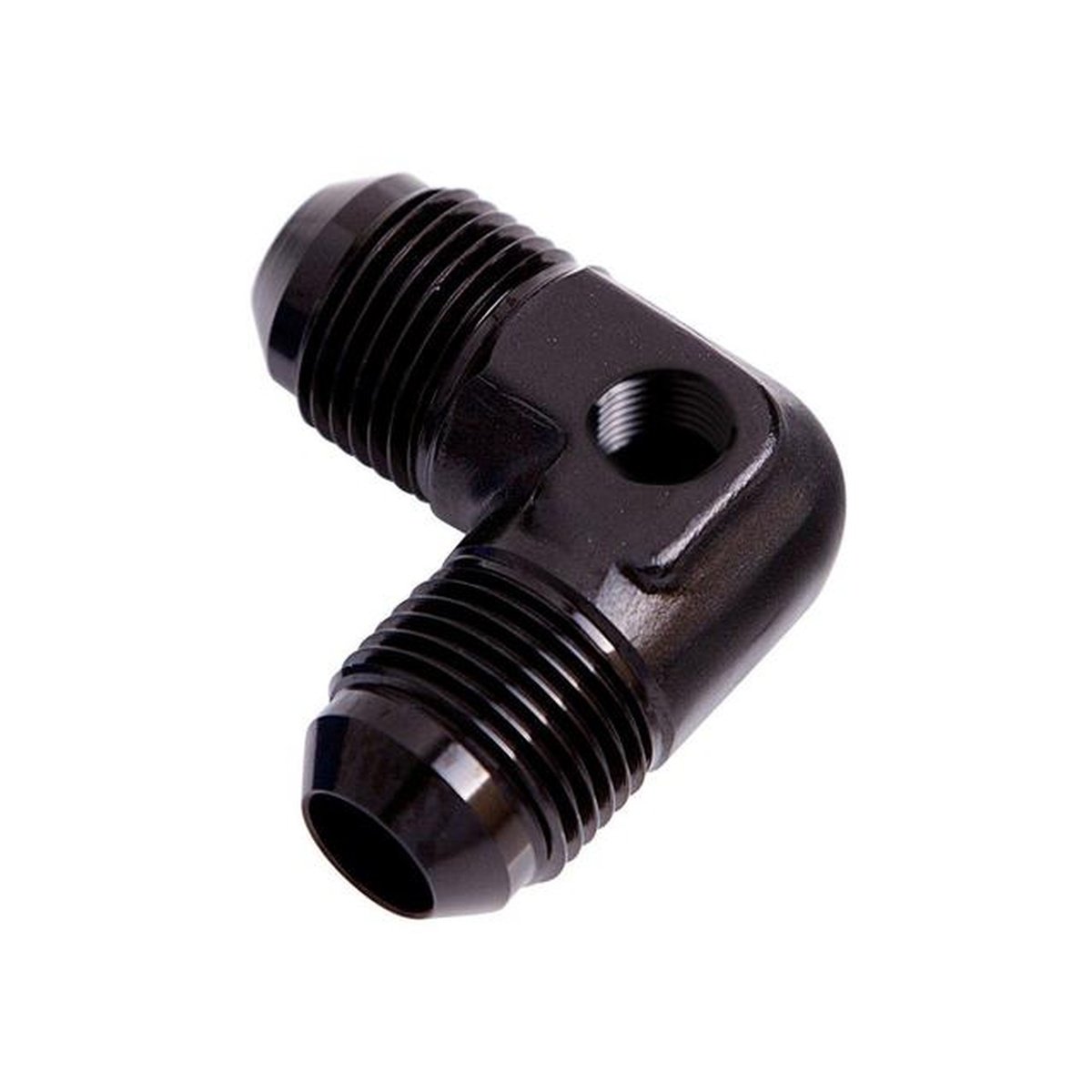 Aeroflow AF821-08PBLK 90Deg Union -8AN With 1/8" Port Black