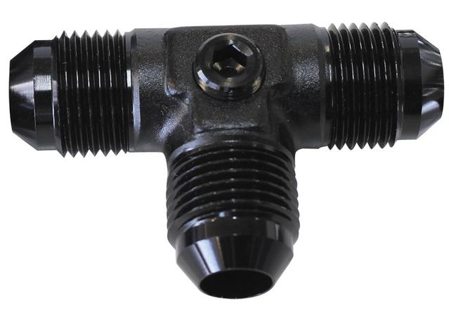 Aeroflow AF824-08PBLK Male Flare Tee -8AN With 1/8" Port Black All Sides Male AN AF824-08PBLK