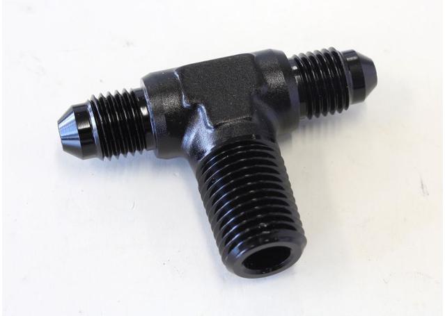 Aeroflow AF825-06-06BLK Tee -6AN With 3/8" NPT On Side Black AN Tee With NPT On Side AF825-06-06BLK