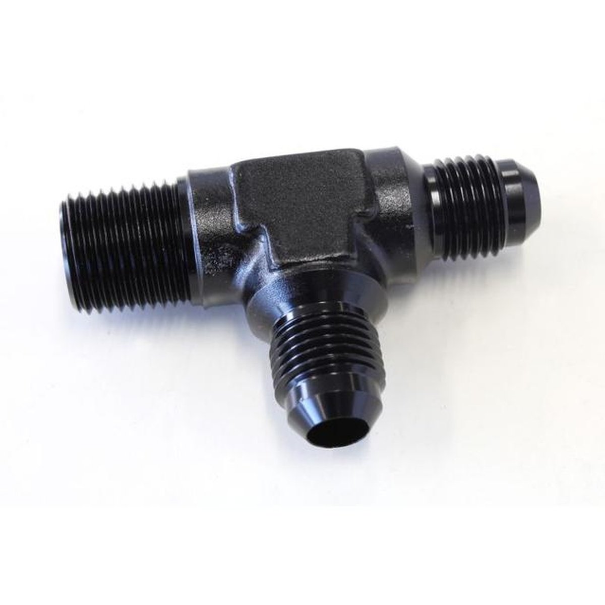 Aeroflow AF826-06-06BLK Tee -6AN With 3/8" NPT On Run Black AN Tee With NPT On Run AF826-06-06BLK