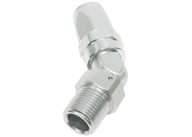 Aeroflow AF828-06-06S Male 3/8 Npt 45Deg To -6 Hose Silver