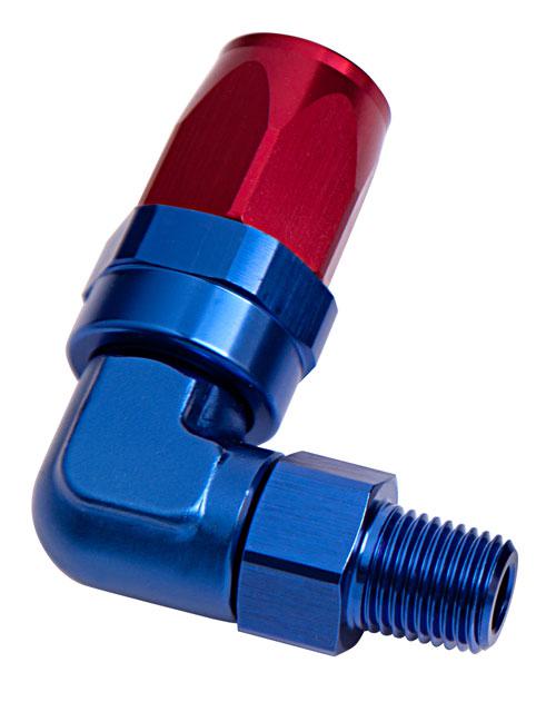 Aeroflow AF829-06-04 Male 1/4" Npt 90Deg To -6AN Blue Full Swivel 90Deg