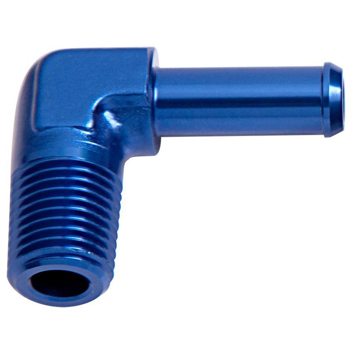 Aeroflow AF842-10 90Deg 1/2" Npt To 5/8" Barb Blue 90Deg Male To Male