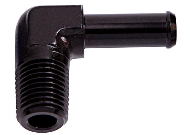 Aeroflow AF842-03-04BLK 90Deg 1/8" Npt To 3/16" Barb Black 90Deg Male To Male