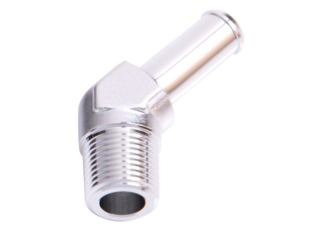 Aeroflow AF845-12S 45Deg 3/4" Npt To 3/4" Barb Silver 45Deg Male To Male