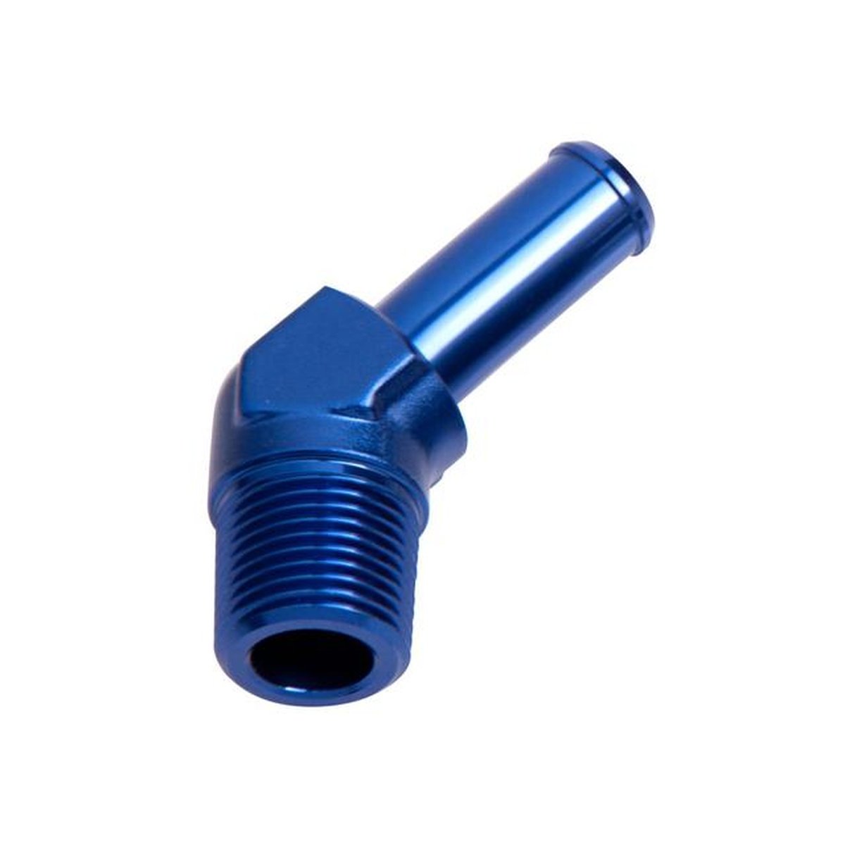 Aeroflow AF845-06 45Deg 1/4" Npt To 3/8" Barb Blue 45Deg Male To Male