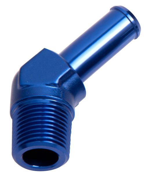 Aeroflow AF845-10 45Deg 1/2" Npt To 5/8" Barb Blue 45Deg Male To Male