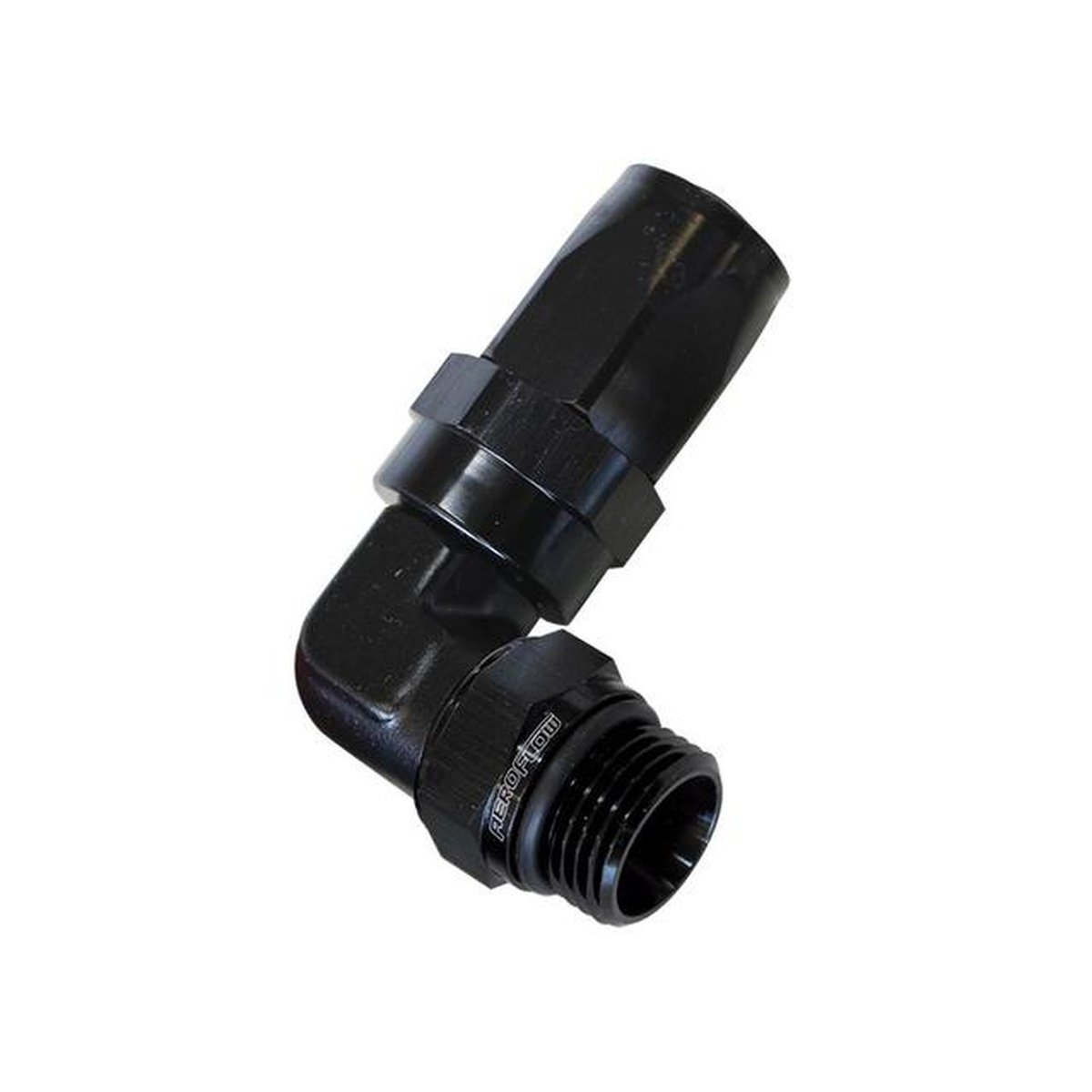 Aeroflow AF849-08-10anBLK 90Deg -8AN Hose To Male -10AN Thread Black