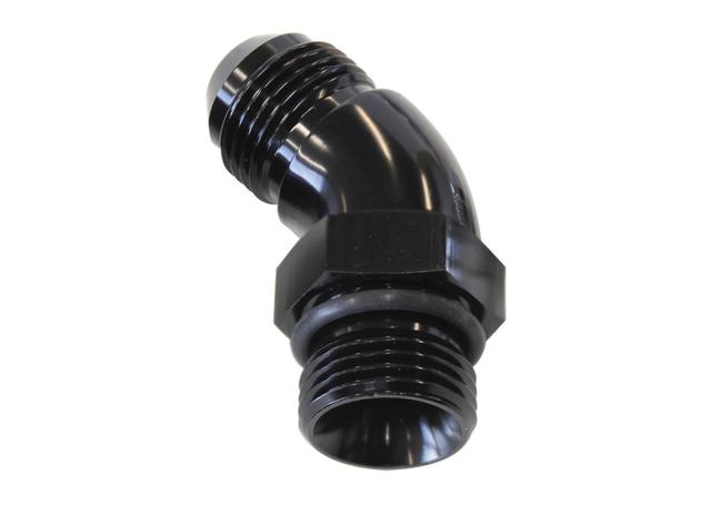 Aeroflow AF902-04-06BLK 45Deg -6ORB To -4AN Complete With Jam Nut And O-Ring Black