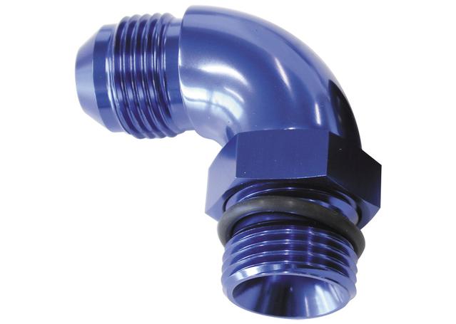 Aeroflow AF903-08-10 90Deg -10ORB To -8AN Completewith Jam Nut And O-Ring Blue