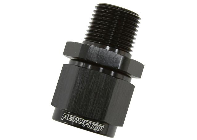 Aeroflow AF916-04-02BLK 1/8" Npt To -4AN Female Nut Black Straight Swivel Nut