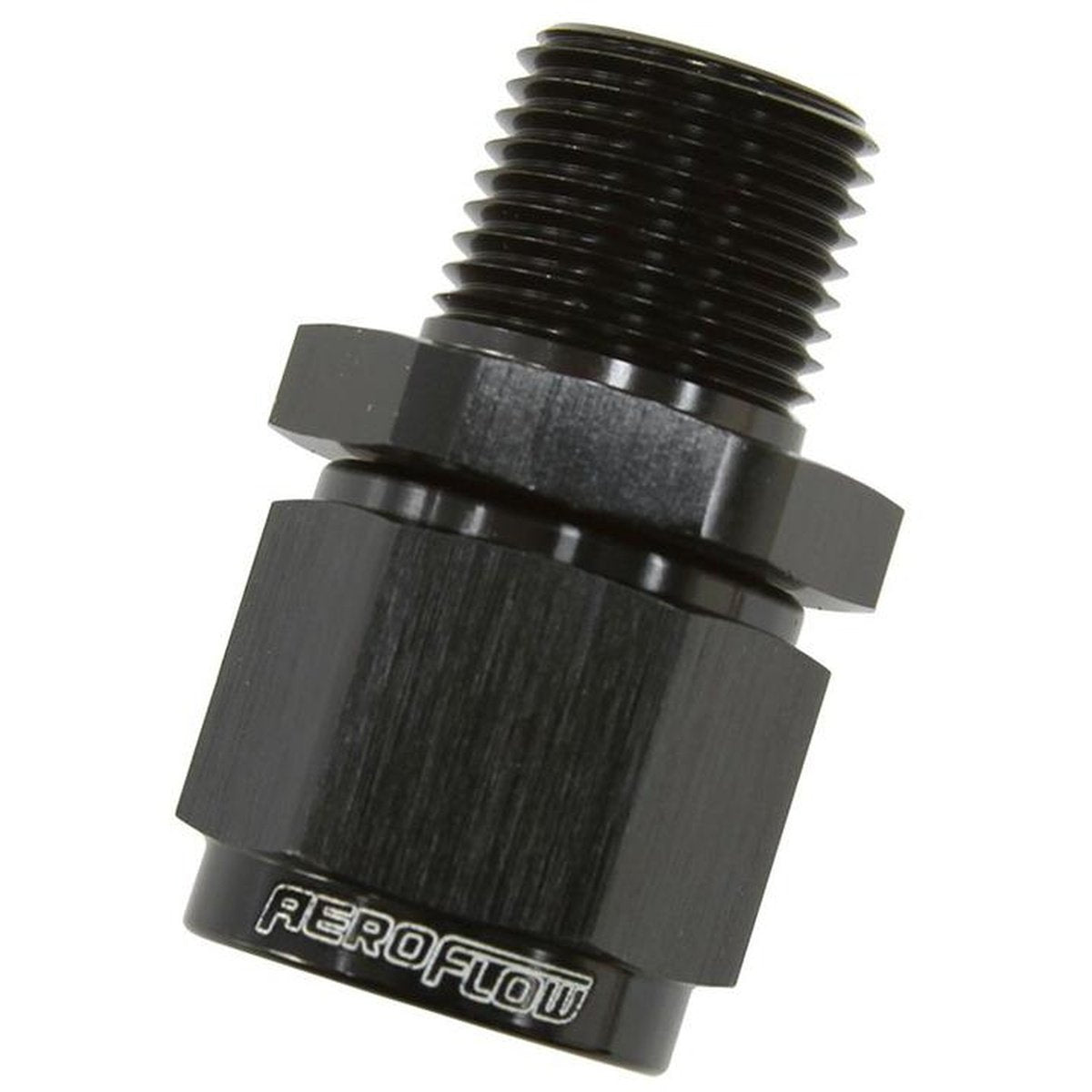 Aeroflow AF916-06-06BLK 3/8" Npt To -6AN Female Nut Black Straight Swivel Nut