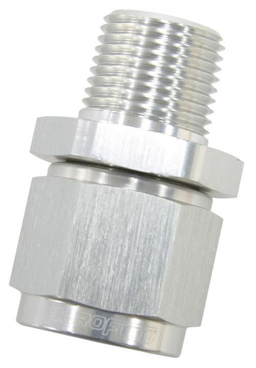 Aeroflow AF916-08-06S 3/8" Npt To -8AN Female Nut Silver Straight Swivel Nut