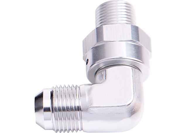Aeroflow AF922-04-04S 90Deg 1/4" Npt To -4AN Silver Male Swivel Thread