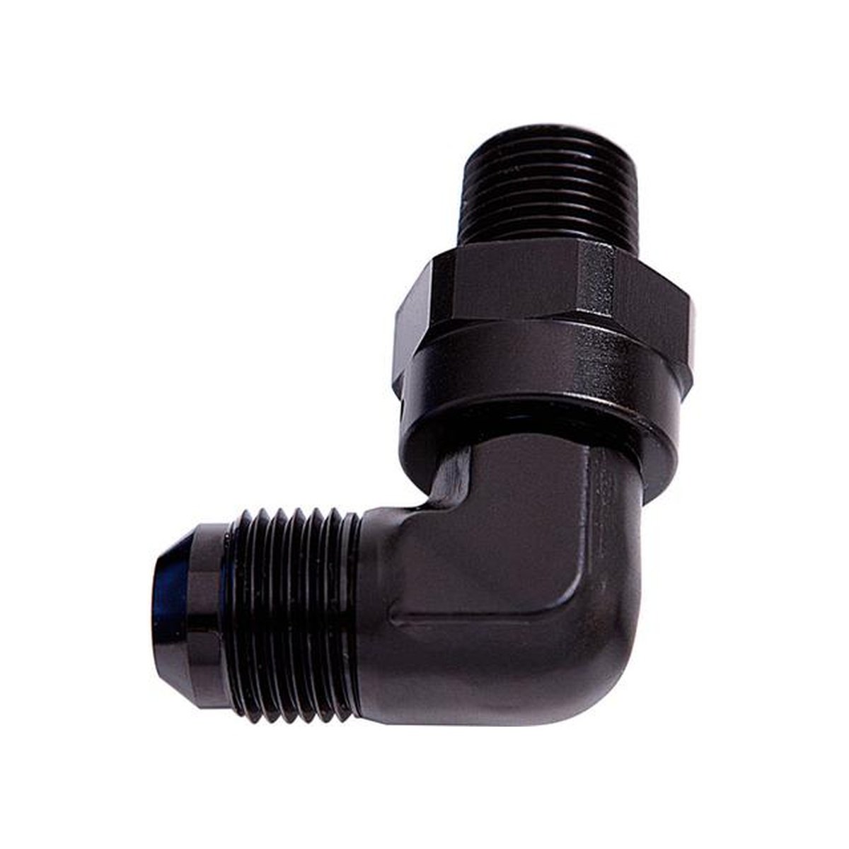 Aeroflow AF922-03-02BLK 90Deg 1/8" Npt To -3AN Black Male Swivel Thread