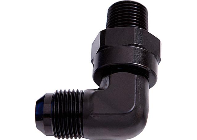 Aeroflow AF922-06-02BLK 90Deg 1/8" Npt To -6AN Black Male Swivel Thread