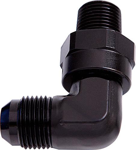 Aeroflow AF922-10-06BLK 90Deg 3/8" Npt To -10AN Black Male Swivel Thread