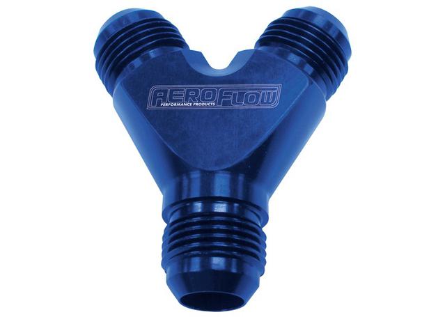Aeroflow AF930-10-08 Y Block -10AN Out -8AN In Blue 1x -10AN 2x -8an