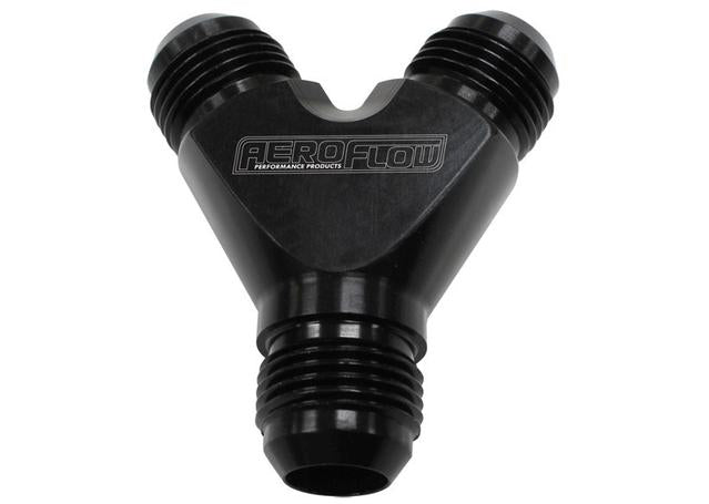 Aeroflow AF930-12-10BLK Y Block -12AN Out -10AN In Black 1x -12AN 2x -10an