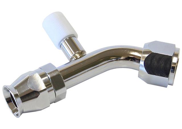 Aeroflow AFFCE-0845B -8 A/C W/Charge Port 45Deg Stainless