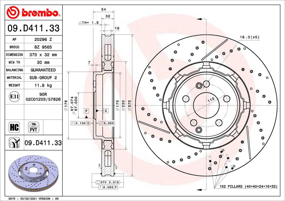 Brembo Brake Disc Single 09.D411.33
