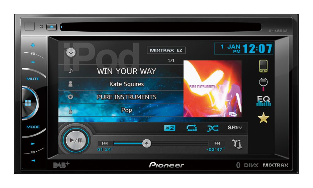 Pioneer 2 Din AVh 6.1In With BT/App Mode AVHX3500DABSB