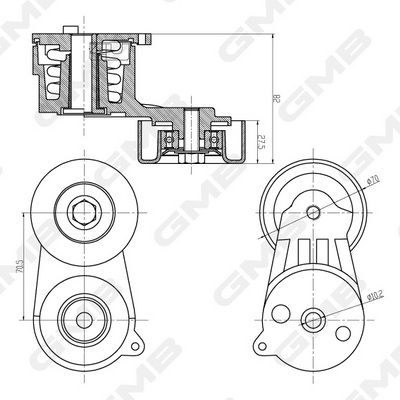 GMB Belt Tensioner V-Ribbed Belt GAT31840