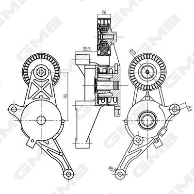 GMB Belt Tensioner V-Ribbed Belt GAT21060