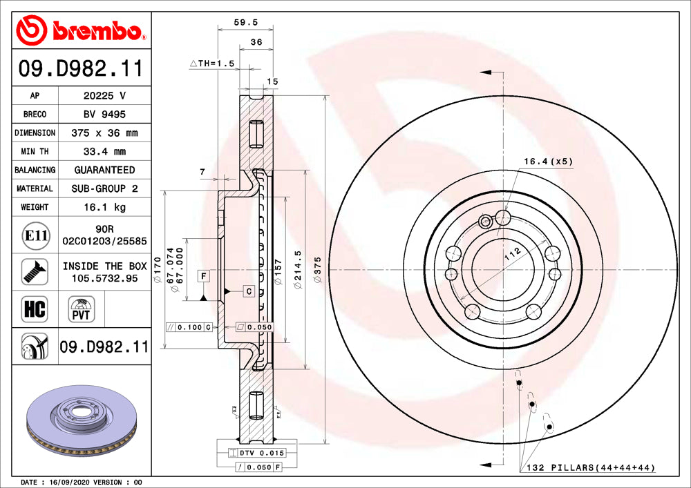 Brembo Brake Disc Single 09.D982.11