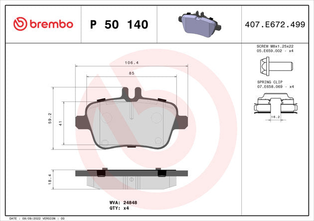 Brembo Brake Pad Set P 50 140