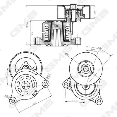 GMB Belt Tensioner V-Ribbed Belt GAT31760