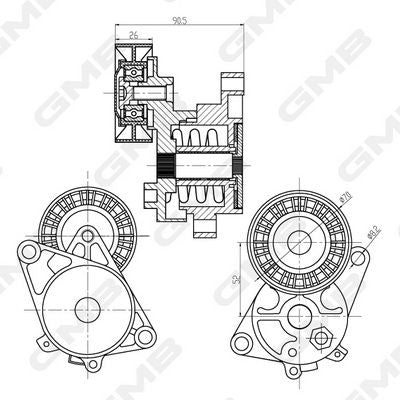 GMB Belt Tensioner V-Ribbed Belt GAT20260
