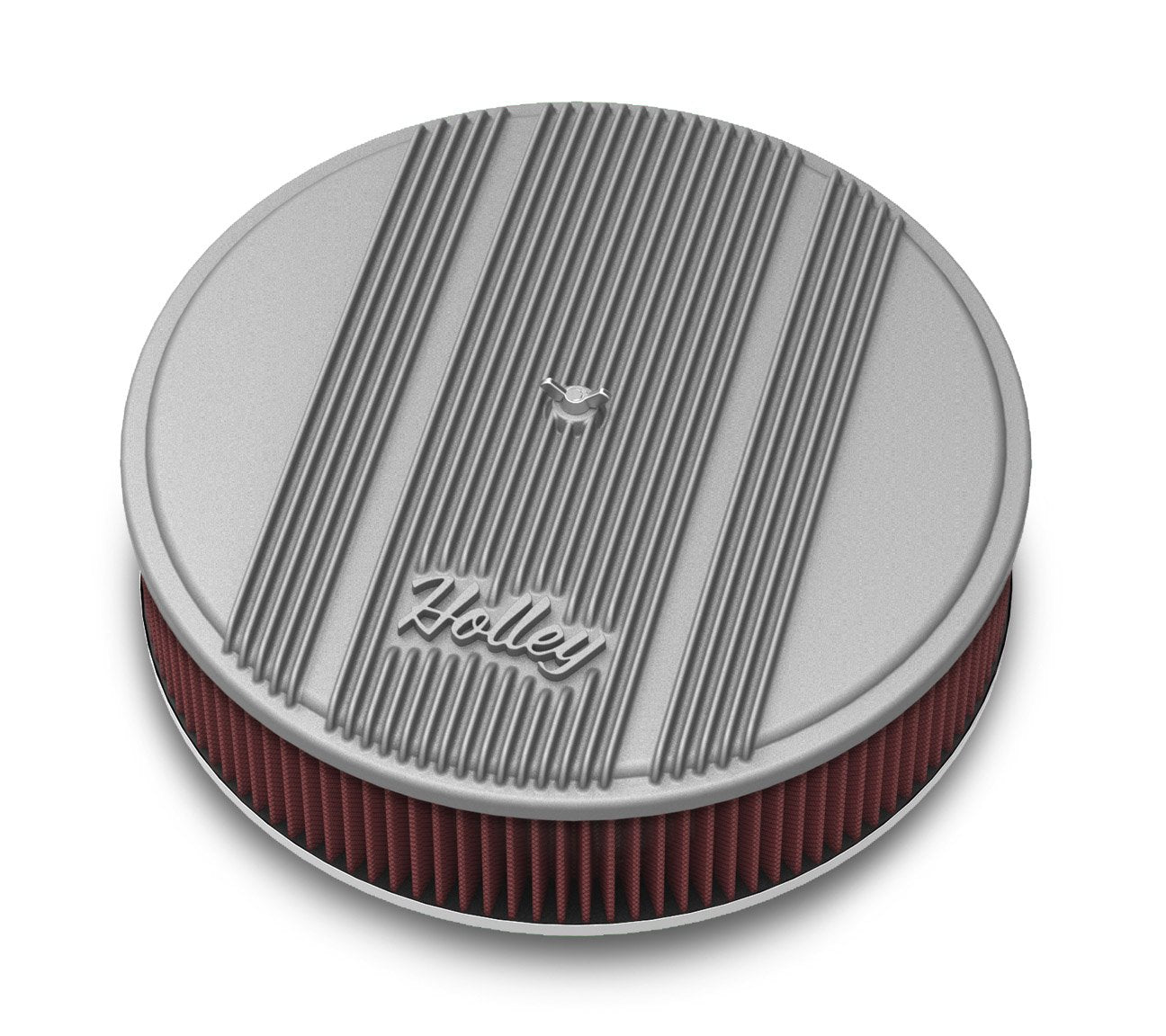 Holley Vintage Series Finned Aluminium Air Cleaner Natural 14" x 3", 5-1/8" Neck 120-160