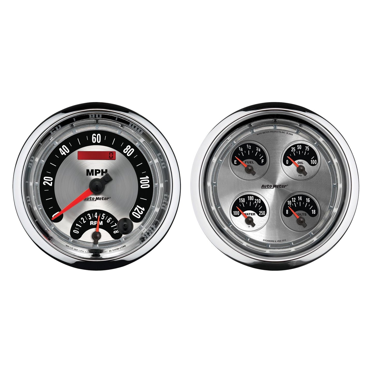 AutoMeter American Muscle 5" Quad Gauge & Tach/Speedo Combo Kit AU1205