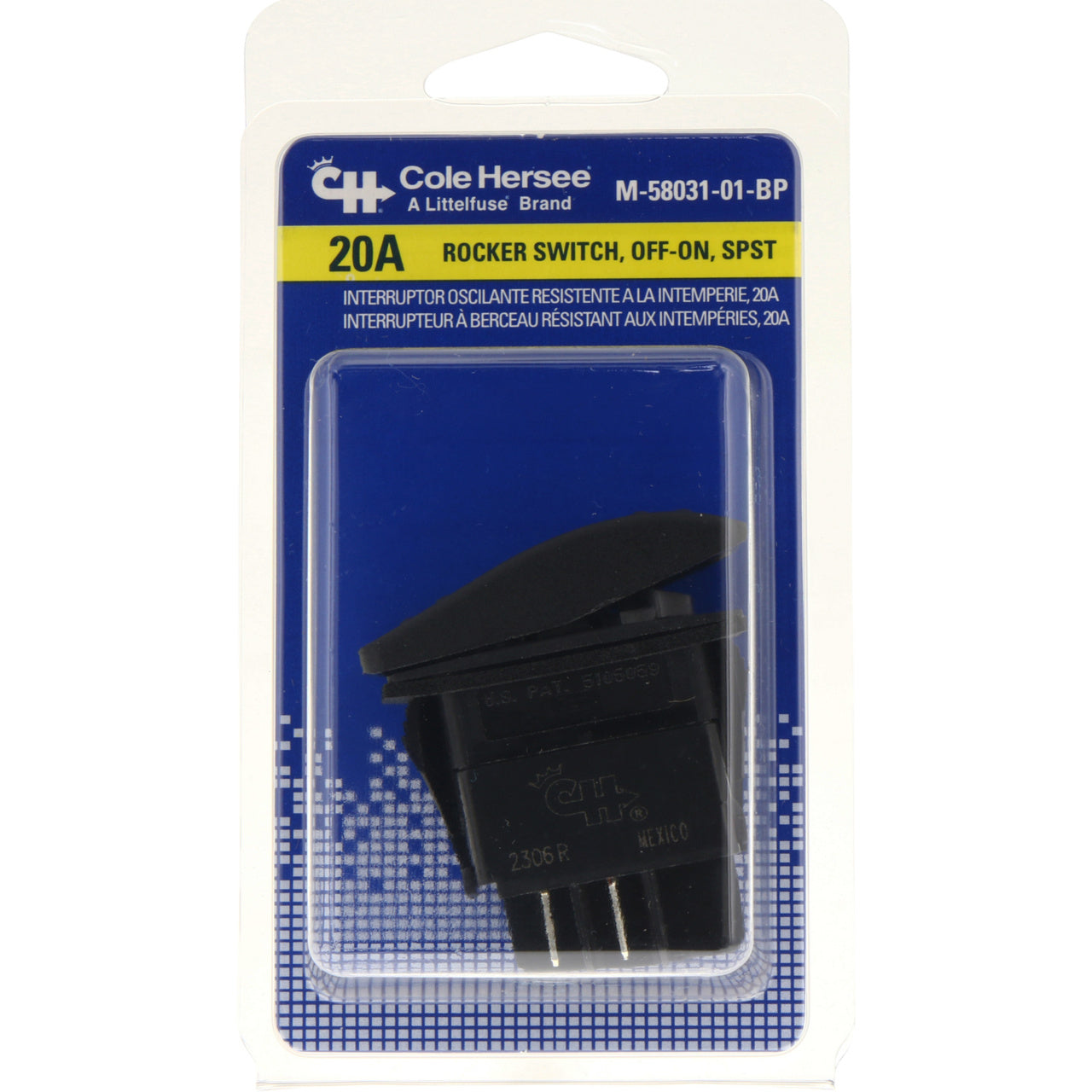 Cole Hersee Rocker Switch On/Off Spst (Contacts Rated 20A @ 12V) M-58031-01-BP