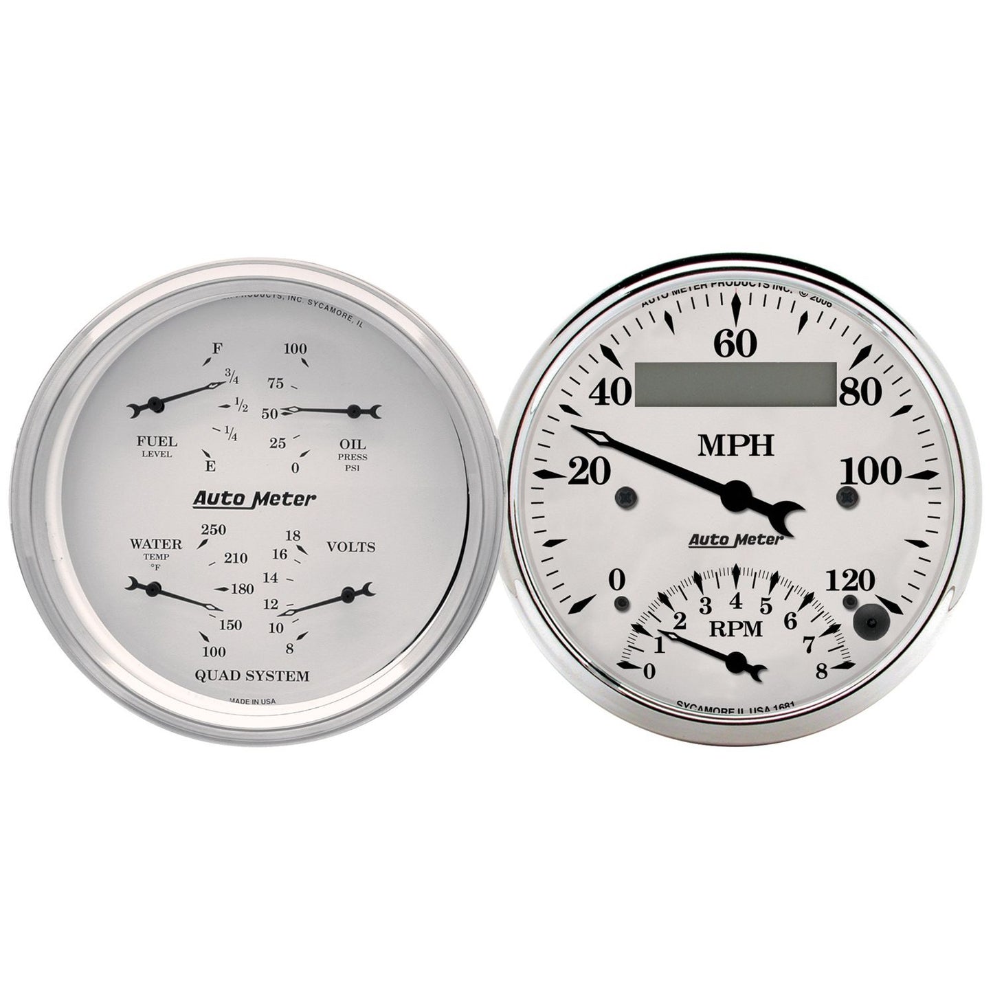 AutoMeter Old Tyme White Combo Gauge Kit AU1620