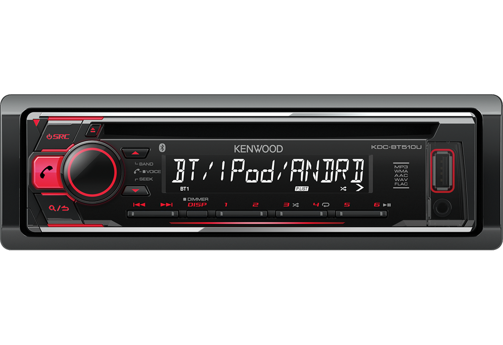 Kenwood Head Unit 1 Din Bluetooth Dual Phone, CD, USB 1 x Pre Out 4 Channels at 50 Watts per channel built-in Amp KDC-BT510USB