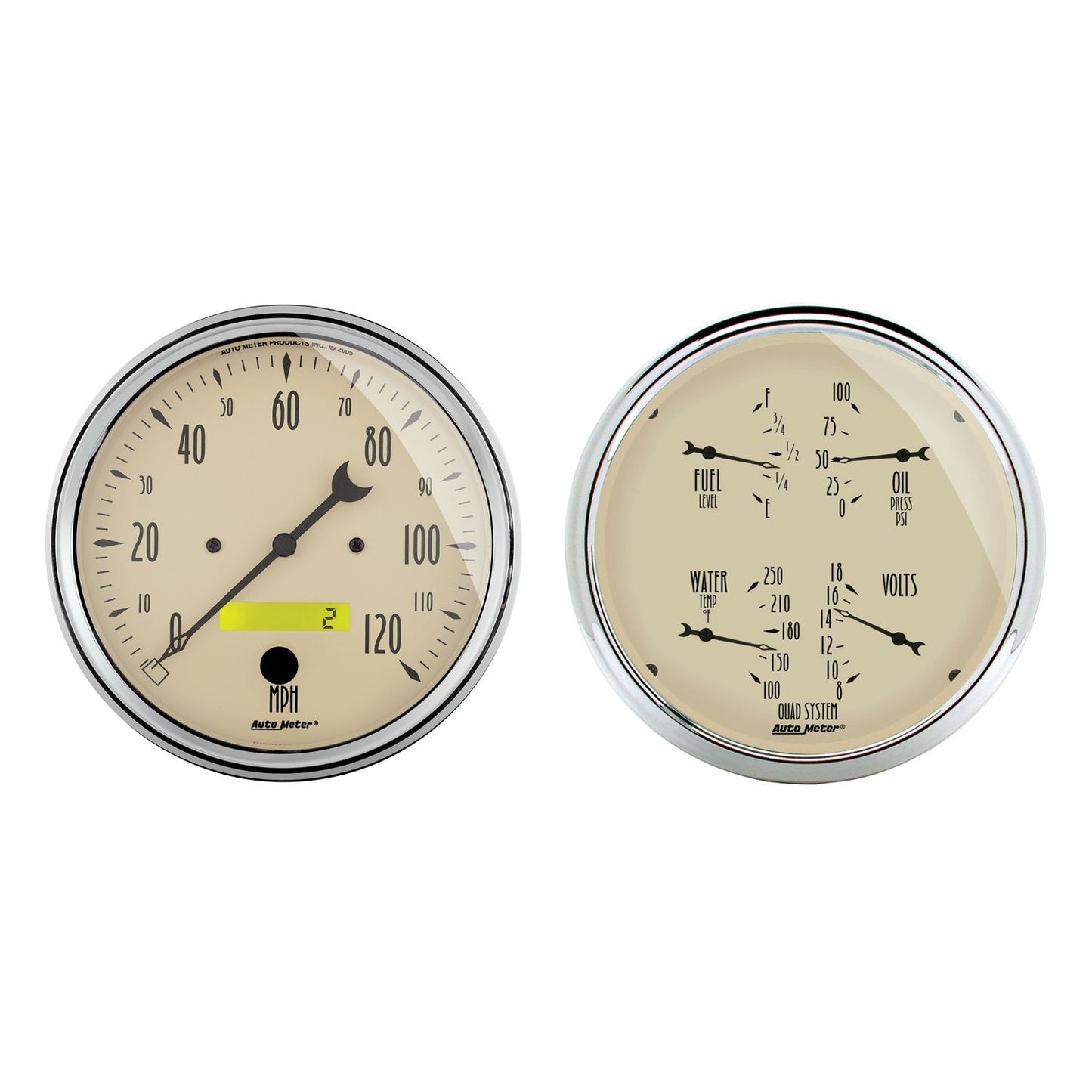 AutoMeter Antique Beige Quad Gauge/Speedometer Kit AU1803