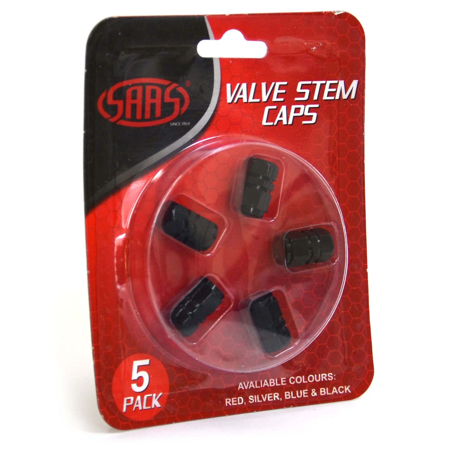 SAAS Valve Cap Black 2 Groove 5 Pack 194265