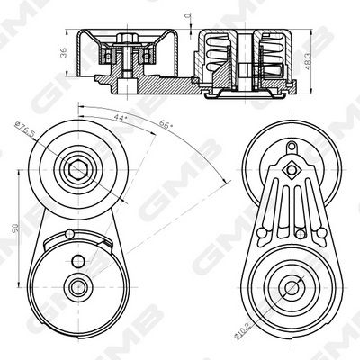 GMB Belt Tensioner V-Ribbed Belt GAT31610