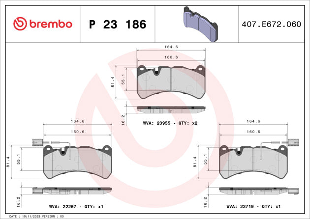 Brembo Brake Pad Set P 23 186