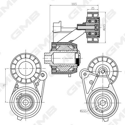 GMB Belt Tensioner V-Ribbed Belt GAT21130