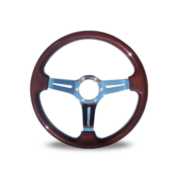 Autotecnica Indy Woodgrain Polished Spoke Steering Wheel 350mm 22-212CT