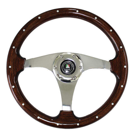 Autotecnica Bullit Woodgrain with Polished Spokes Steering Wheel 360mm 22-930
